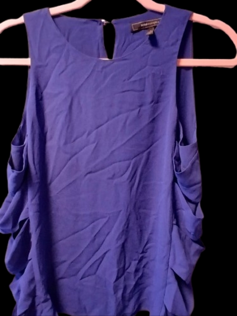 BCBGMaxAzria Royal Blue Ruffle-Side Sleeveless Camisole
